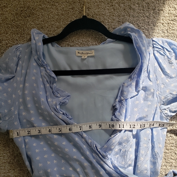 For Love and Lemons Baby Blue Sweetheart Wrap Mini Dress Small - Picture 11 of 13